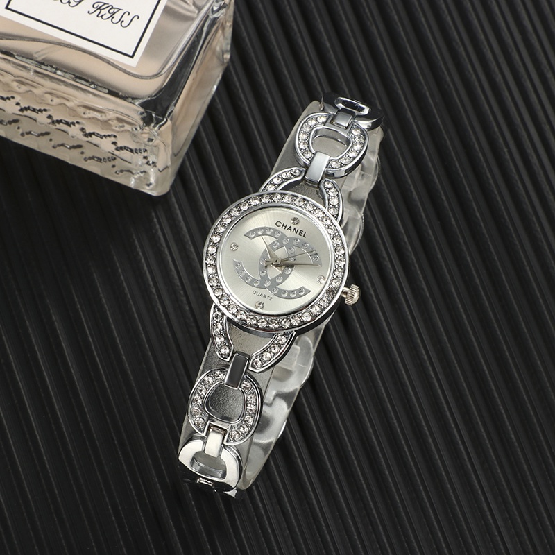 Đồng Hồ Đeo Tay Mặt Tròn Đính Đá Thời Trang Cho Nữ