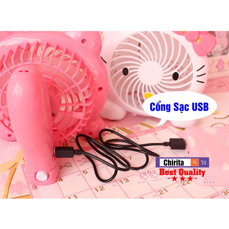 Quạt Sạc Tích Điện USB Mini Cầm Tay - LOẠI TỐT 8786 (Hello Kit ty, Doraemon) | BigBuy360 - bigbuy360.vn