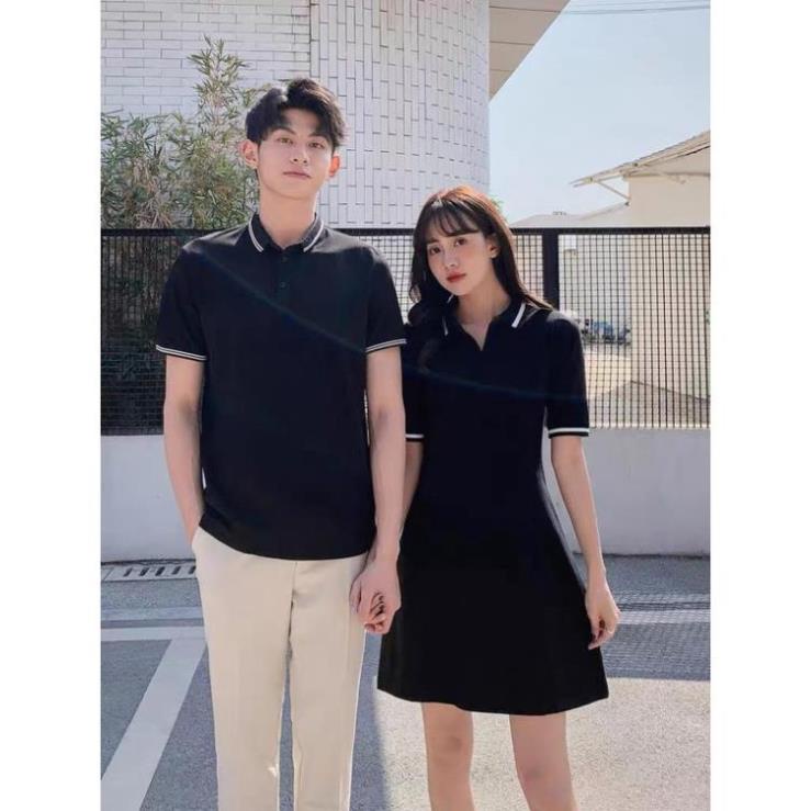 Váy thun đôi nam nữ, áo đôi nam nữ cổ viền polo (có 2 màu) 💯 🏐️