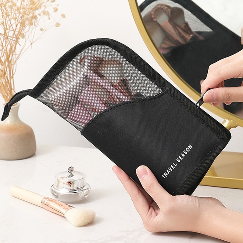 Túi Lưới Nylon Trong Suốt Đựng Mỹ Phẩm/Cọ Trang Điểm Du Lịch Chống Thấm Nước