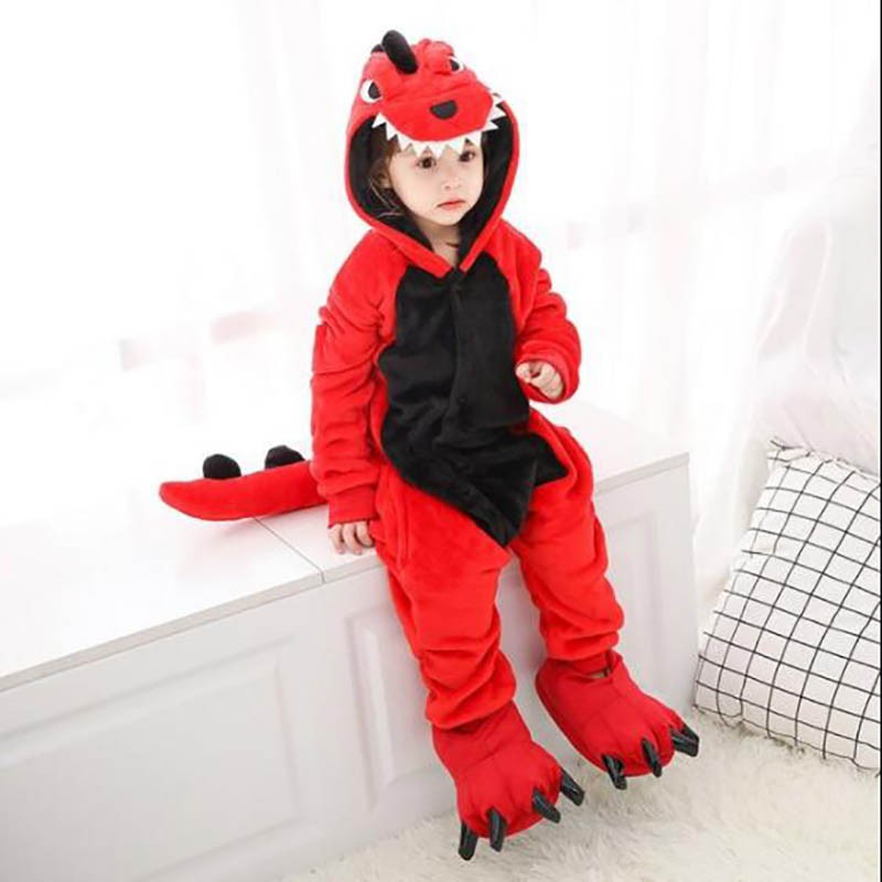 Bộ Đồ Ngủ Liền Cosplay Khủng Long Hoạt Hình Màu Đỏ | BigBuy360 - bigbuy360.vn