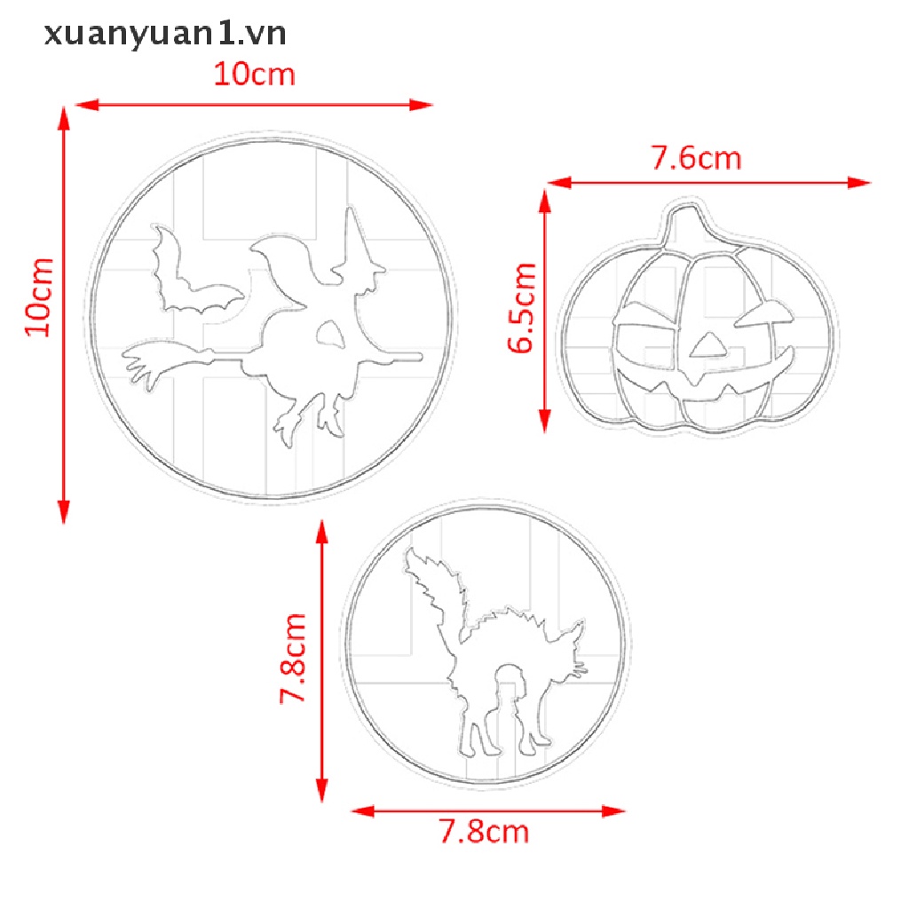 Set 1 / 3 Khuôn Cắt Bánh Quy Tạo Hình Chủ Đề Halloween Độc Đáo Tiện Dụng
