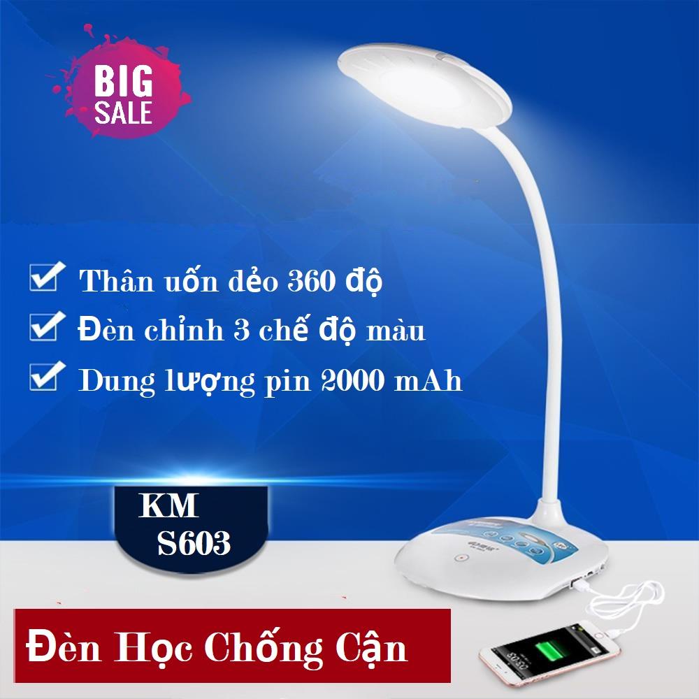 Đèn Bàn Học Thông Minh Cảm Ứng KM-S603 Kiểu Dáng Đẹp, 3 Màu Ánh Sáng Điều Chỉnh Bảo Vệ Mắt, Chống Cận