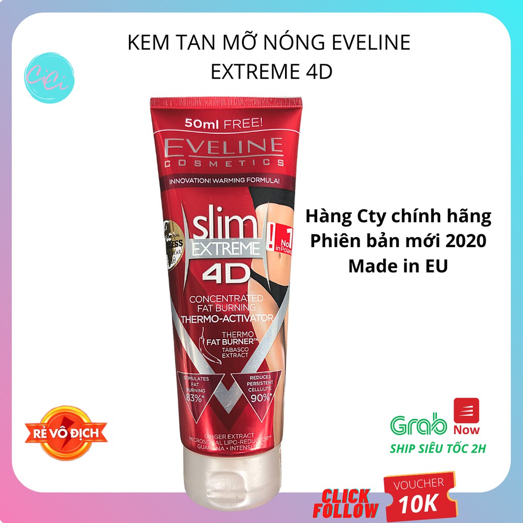 Kem tan mỡ Eveline Slim Extreme 4D, bản mới 2020 Made in EU