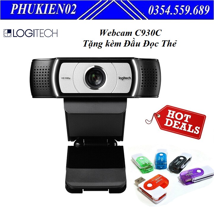 Webcam Live Stream Logitech C930E/C930C Tặng kèm Đầu Đọc Thẻ Đa Năng Nhỏ Gọn 4 in 1 - Hàng chính hãng
