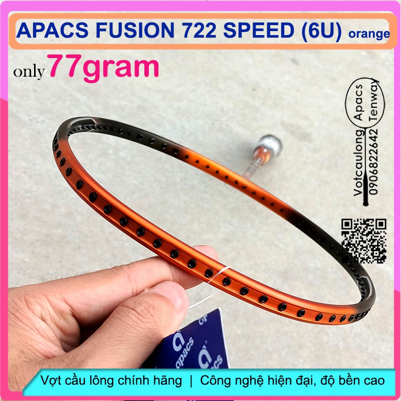 [Vợt cầu lông Apacs Nano Fusion Speed 722 Orange - 6U] Siêu nhẹ như không, cân bằng công thủ, sơn nhám tuyệt đẹp