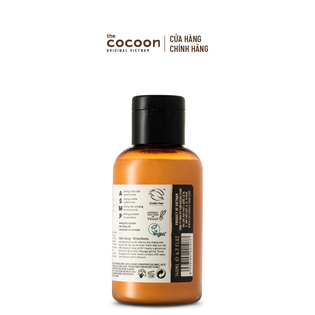 Sữa rửa mặt nghệ Hưng Yên Cocoon giúp da sạch mịn và rạng rỡ 140ml