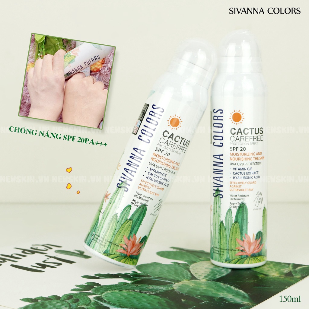 Xịt Chống Nắng Nâng Tone Sivanna Colors Thái Lan 2 In 1 Makeup Body 150ml