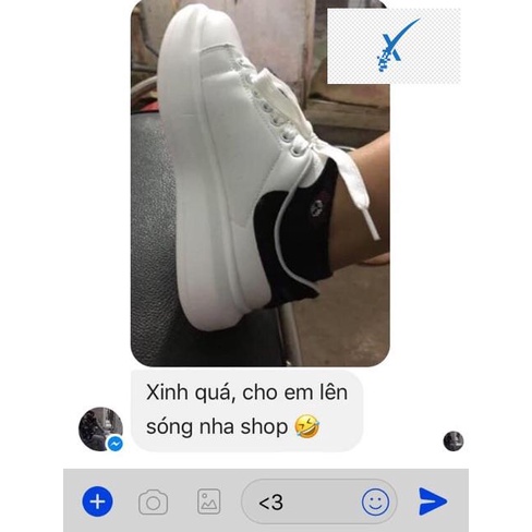GIÀY THỂ THAO nam nữ MQueen ĐEN TRẮNG ĐẸP đế độn 4cm