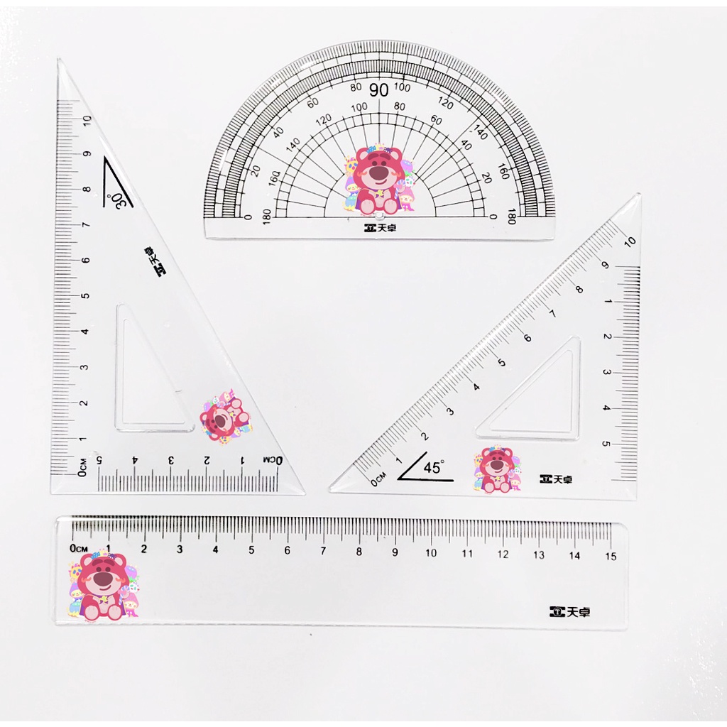 Bộ eke thước kẻ gấu dâu tây lotso thỏ stella cáo lina in hình màu EKNI41 công chúa hoạt hình cute dễ thương DF friends