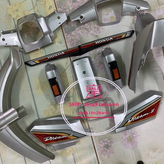 ( HÀNG KHUÔN MỚI ) Dàn áo xe dream ll -full vỏ nhựa xe máy dream 2 -nhựa ABS (dream MÀU BẠC )