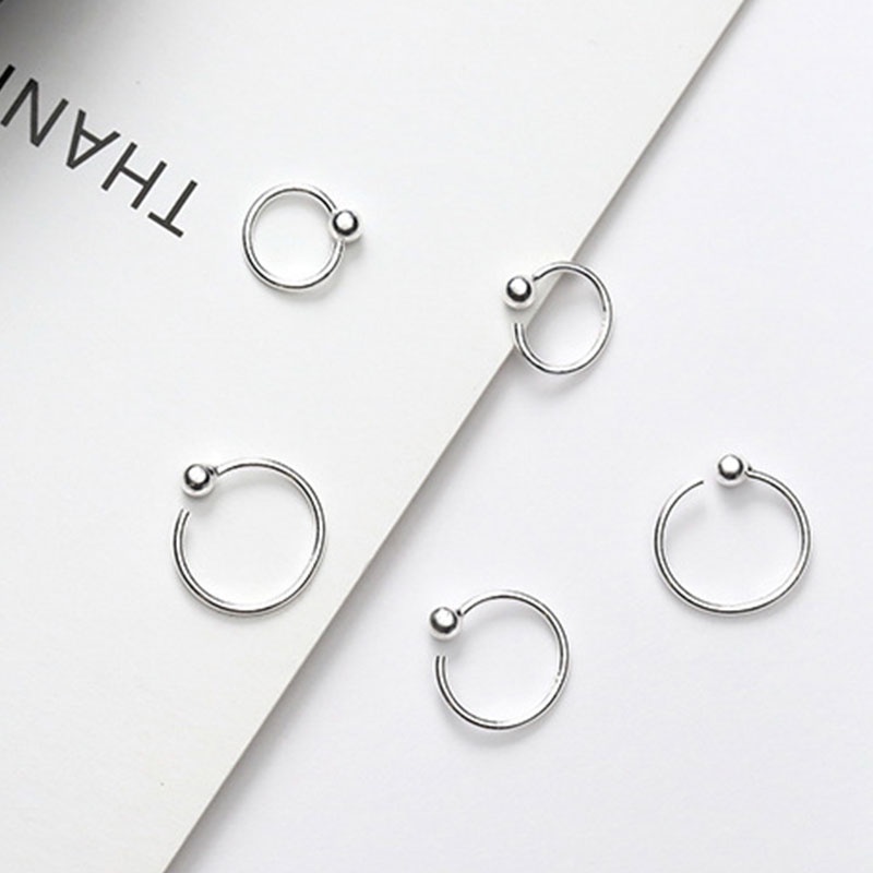 Khuyên tai mạ bạc 925 hình tròn đơn giản thời trang Hàn Quốc dành cho nữ