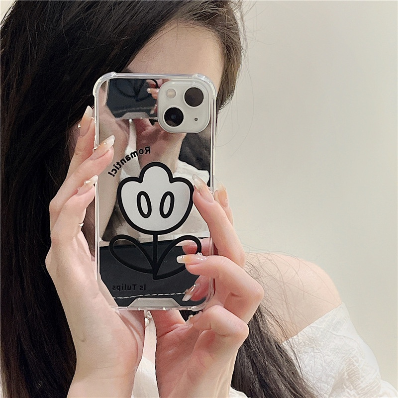 Ốp lưng iphone Ốp Điện Thoại Tráng Gương Họa Tiết Hoa Cho iPhone 13Promax 12 11 6/7/8 xr Dinuo case