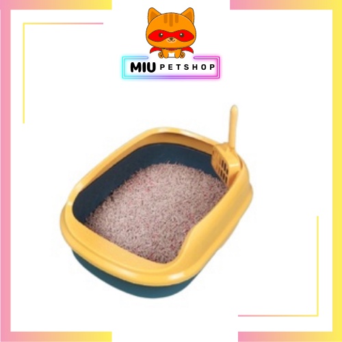 Nhà vệ sinh cho mèo thành cao 20cm hạn chế văng cát, Nhà vệ sinh cho mèo kèm xẻng