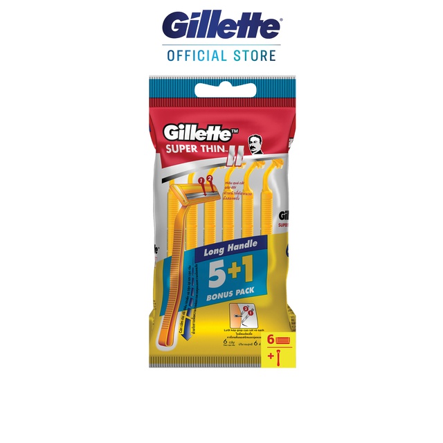 Dao cạo Gillette Super Thin cán váng túi (5+1)