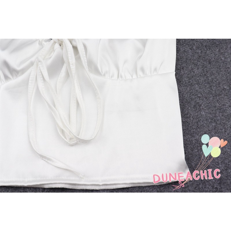 DUNEA Áo Croptop Hai Dây Cổ Chữ V Hở Lưng Quyến Rũ Cho Nữ