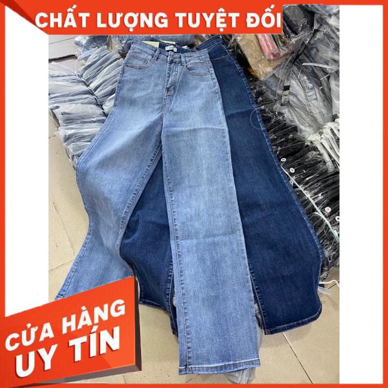 Quần jeans cạp cao ống đứng chất jeans giãn- shop tự chụp