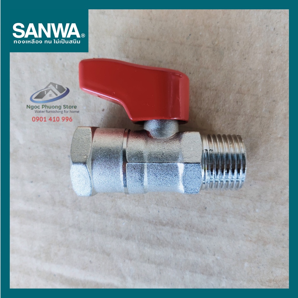 Van khóa, van bi Sanwa Thái Lan 1 ren trong ren ngoài 1/2"  BV15MF