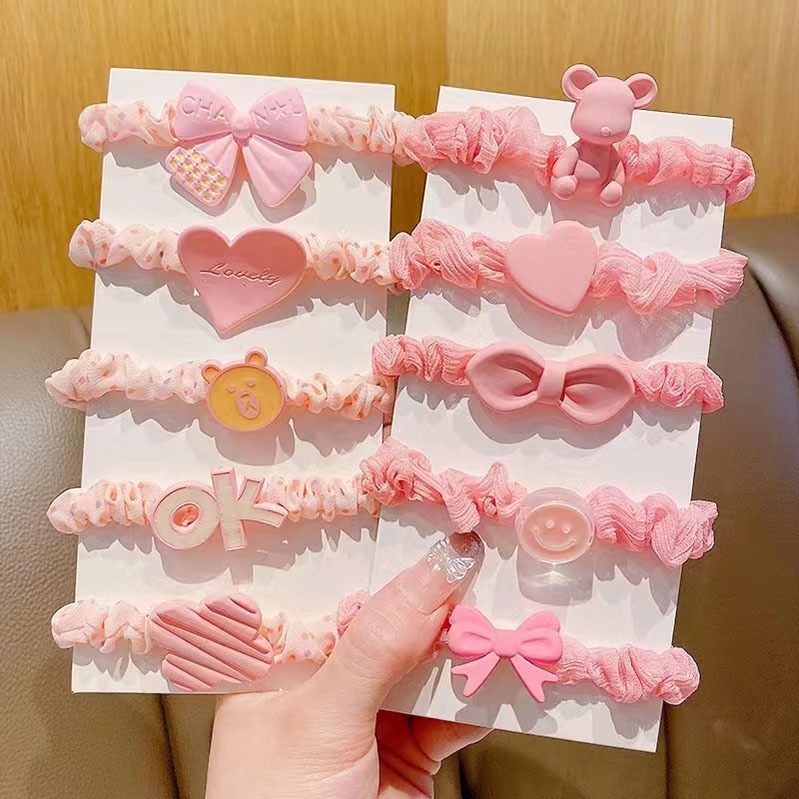Dây buộc tóc cho bé gái set 5 dây cột tóc họa tiết dễ thương không đau tóc mã BT02
