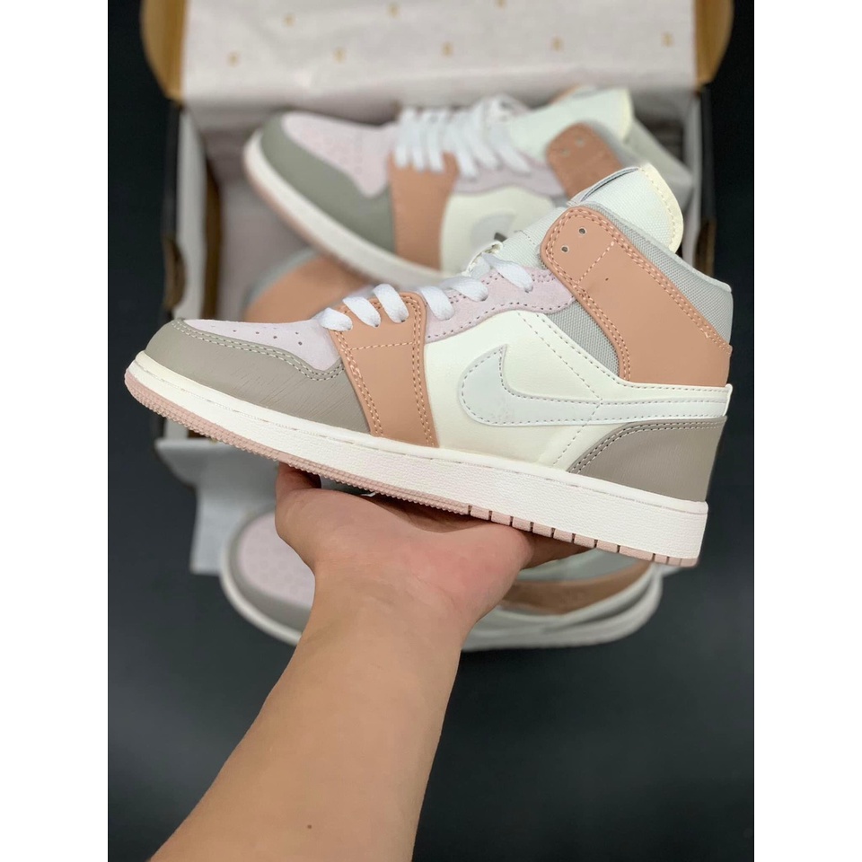 Giày Sneaker Jordan 1 Mid Milan Cam Cao Cổ Giày Thể Thao nam Nữ Da Nhăn Full Boxbill xả hàng