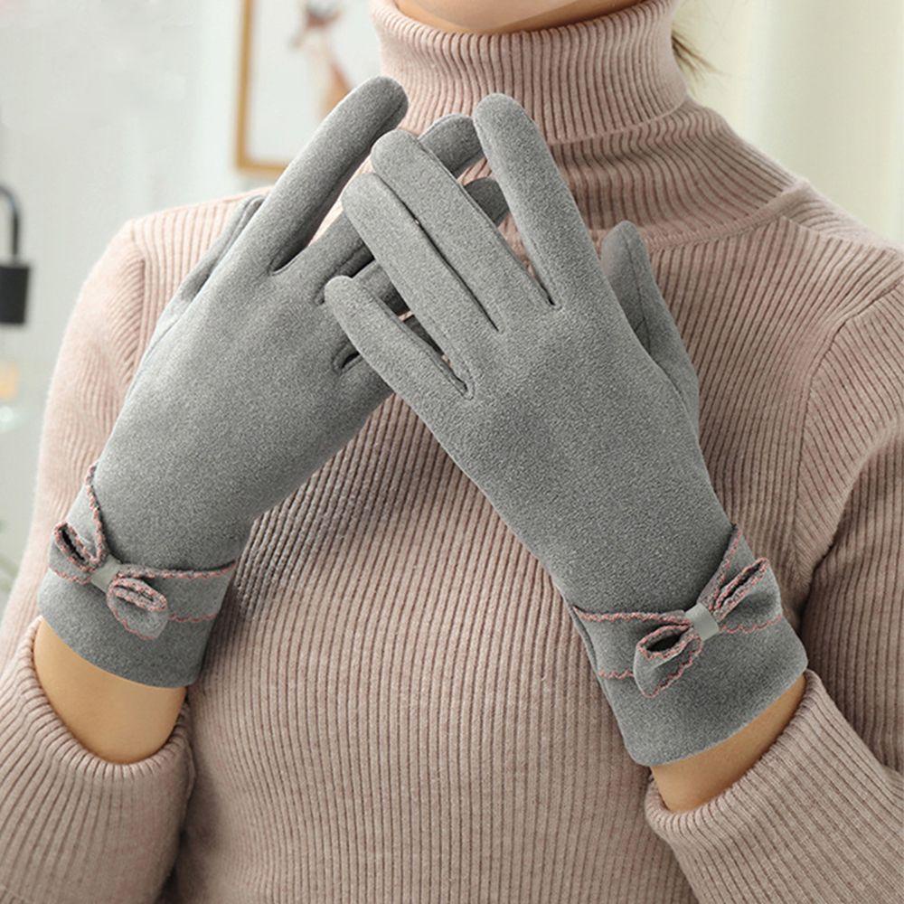 Găng Tay Giữ Ấm Mùa Đông Bảo Vệ Ngón Tay Thắt Nơ Phong Cách Hàn Quốc Cho Nữ