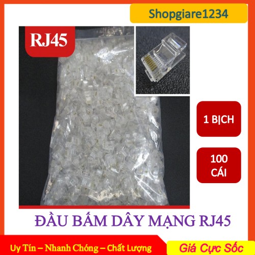 Đầu Bấm Mạng RJ45 CAT5e Nhựa (1 Bịch - 100 Hạt Mạng)- Giá Thành Rẻ, Chất Lượng Tốt