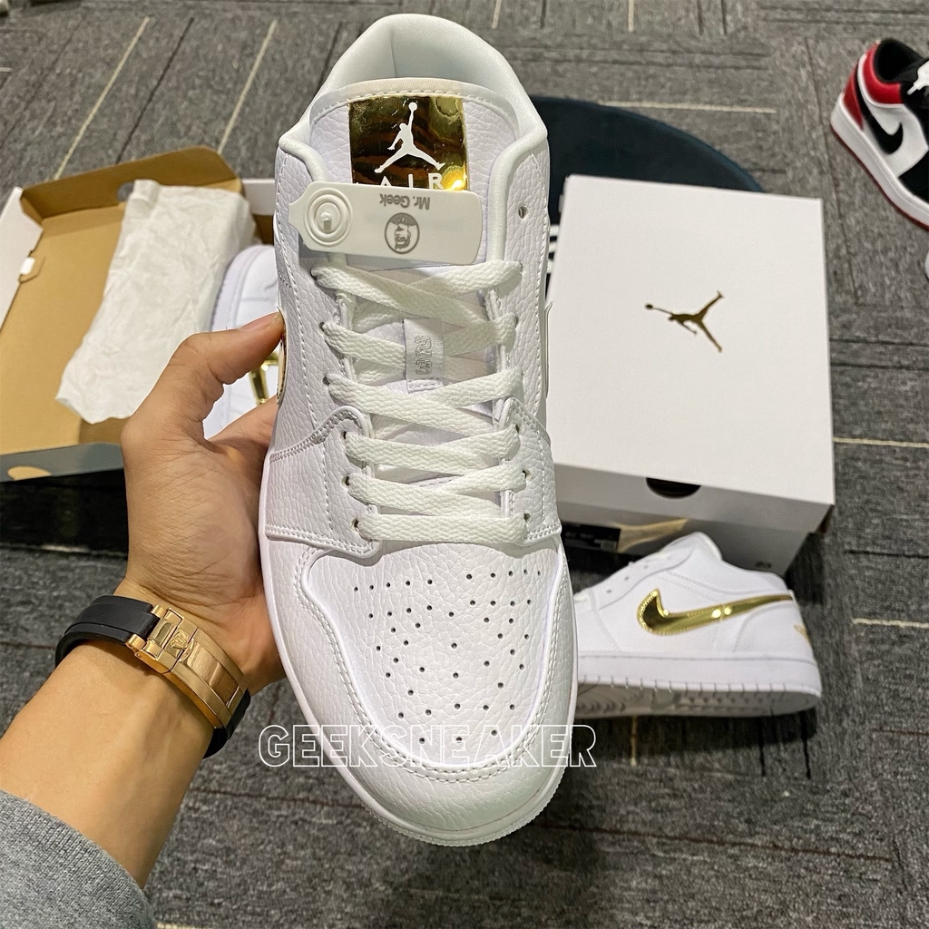 [GeekSneakerZone] Giày Jordan 1 Low Metallic Gold - Trắng / Vàng