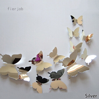 Fierjob Bộ 12 sticker dán tường họa tiết hoạt hình chú bướm 3D phong cách hiện đại