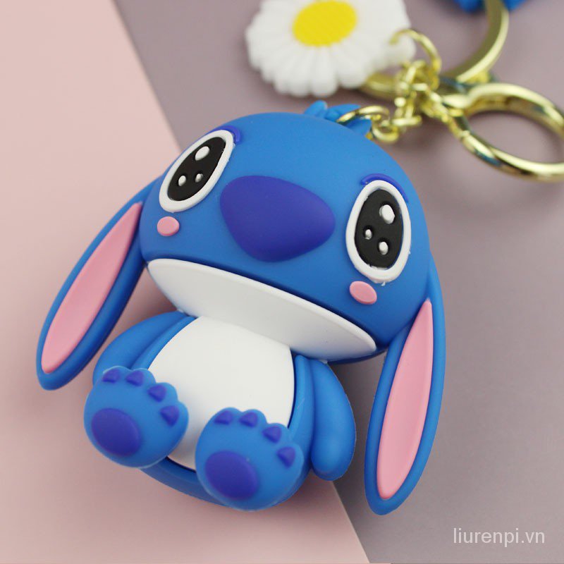 DISNEY Móc Khóa Đôi Tạo Hình Nhân Vật Stitch Đáng Yêu Disney Stitch keychain key ring wholesale Anime cartoon couple key ring couple pendant mobile phone ornaments car key ornaments Silicone key ring Metal keychain