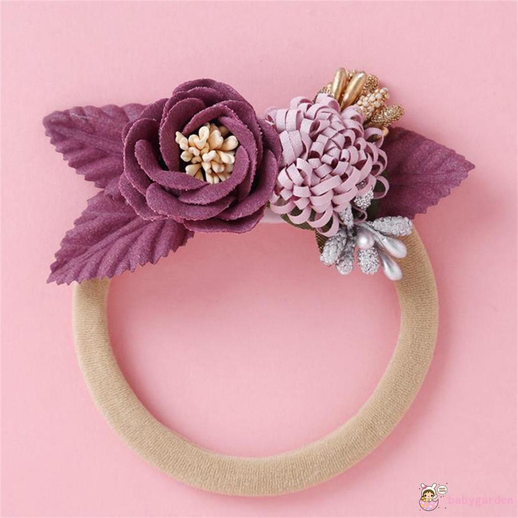 Băng Đô Hoa Mềm Mại Co Giãn Làm Phụ Kiện Chụp Ảnh Cho Bé Gái