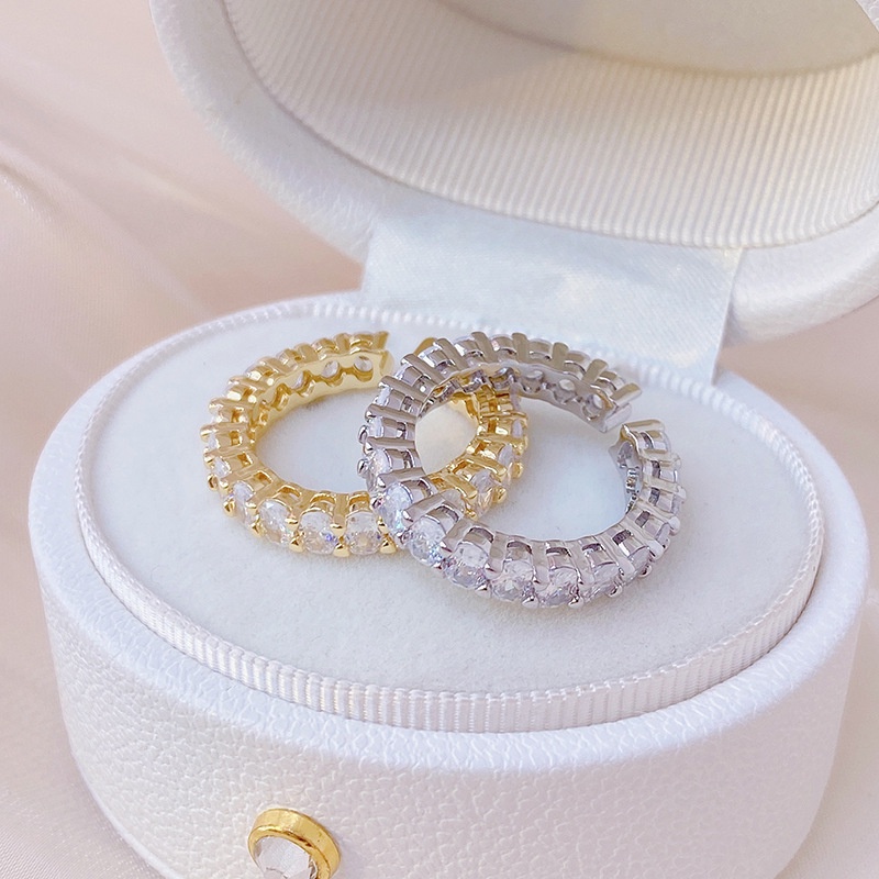 Nhẫn mạ vàng 14K đính đá zircon đơn giản