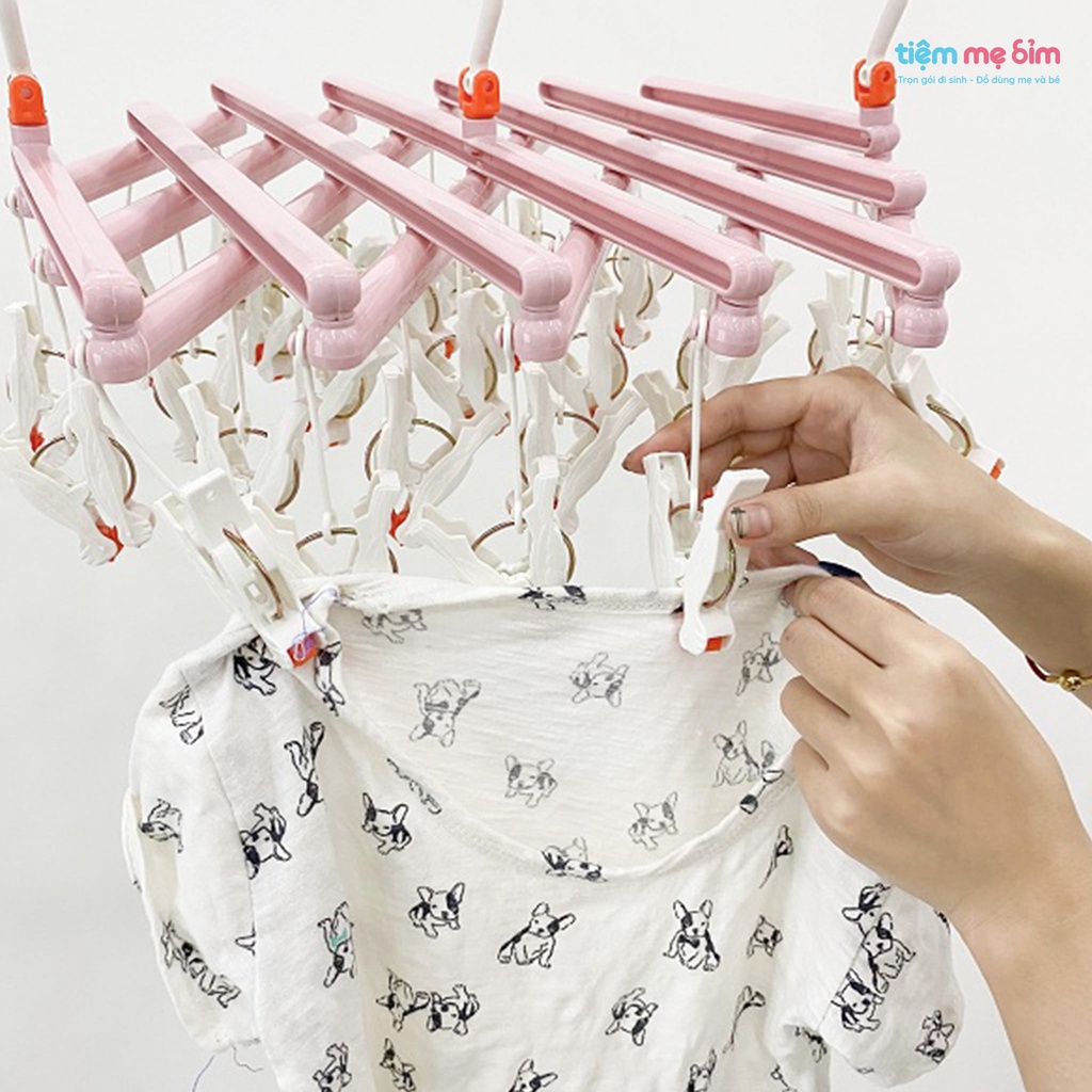 Móc Chùm Treo Quần Áo Cho Bé Với 29 kẹp kiểu ZicZac có thể gấp gọn tiện lợi