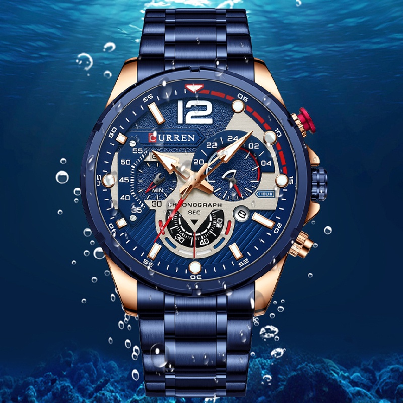 Đồng hồ quartz không thấm nước phong cách sang trọng thể thao cao cấp cho nam