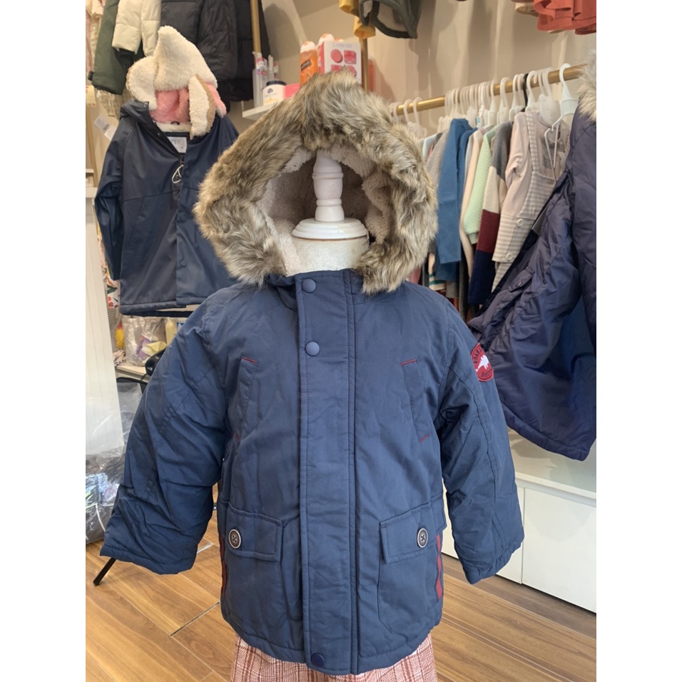 Áo Khoác Phao Cho Bé Trai, Bé Gái, Mũ Lót Lông Siêu Ấm