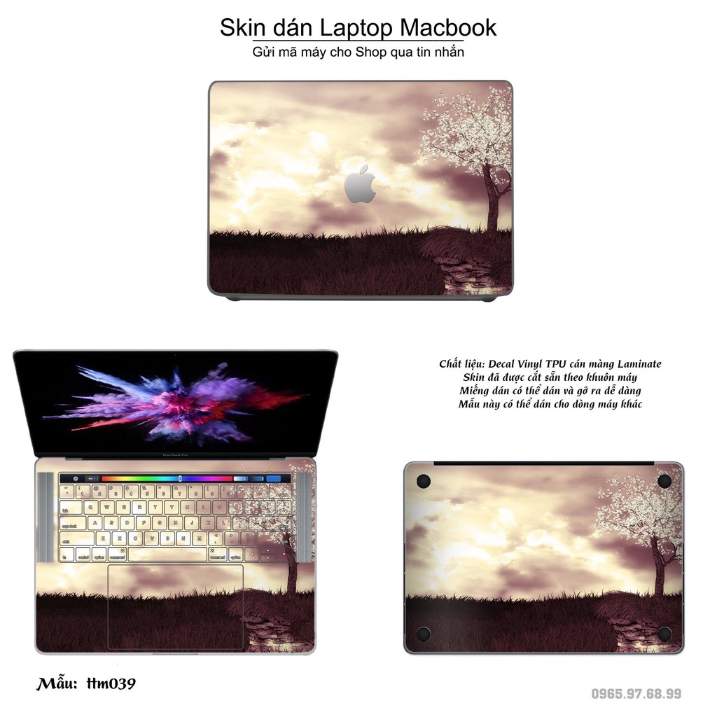 Skin dán Macbook mẫu Tranh thủy mặc (đã cắt sẵn, inbox mã máy cho shop)