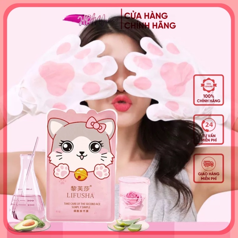 Mặt Nạ Tay chân - Mask Dưỡng tay Mèo Loufmiss - LIFUSHA giúp dưỡng ẩm, làm trắng, tẩy tế bào chết da Tay Nội địa Trung