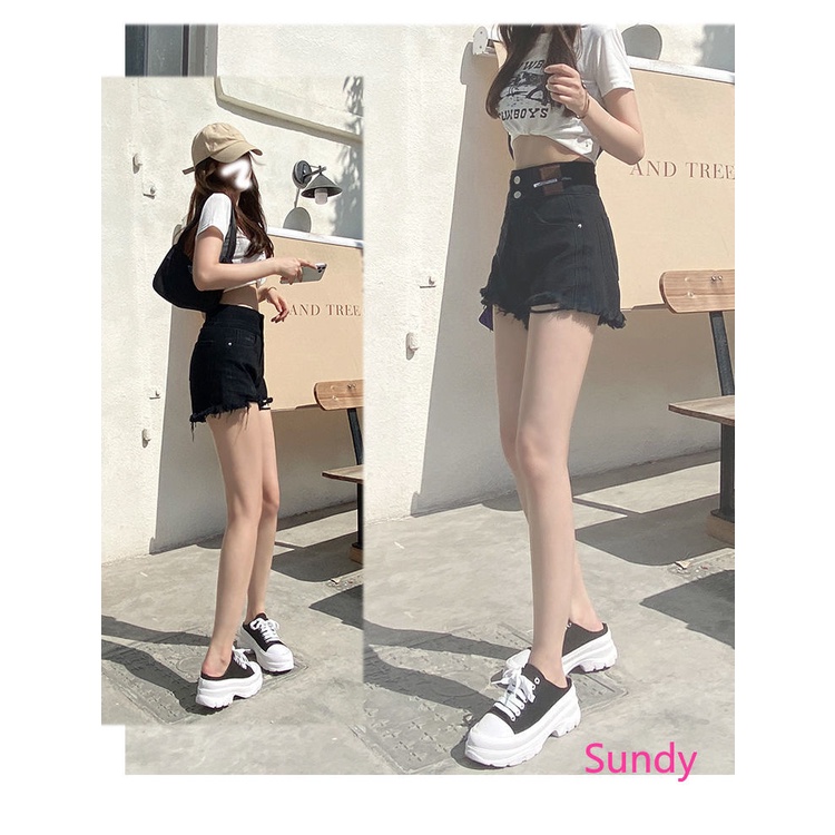 Quần Short Denim Lưng Cao Ống Rộng Plus Size Thời Trang Mùa Hè Dành Cho Nữ