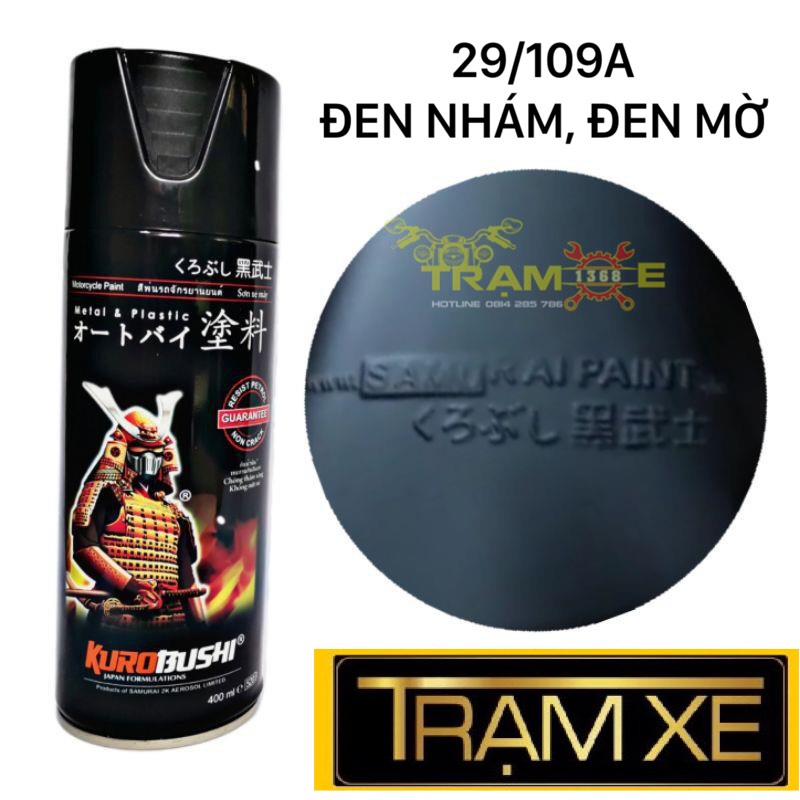 [Mã 11LSSALE giảm 100% đơn 50k] Chai sơn xịt Samurai màu đen nhám, đen mờ 109A 400ml tiện dụng