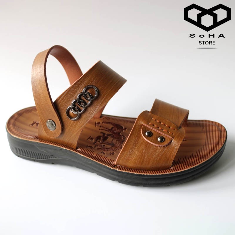 Dép da nam dép tăng chiều cao 4cm Xăng đan đế cao su cao cấp SH02