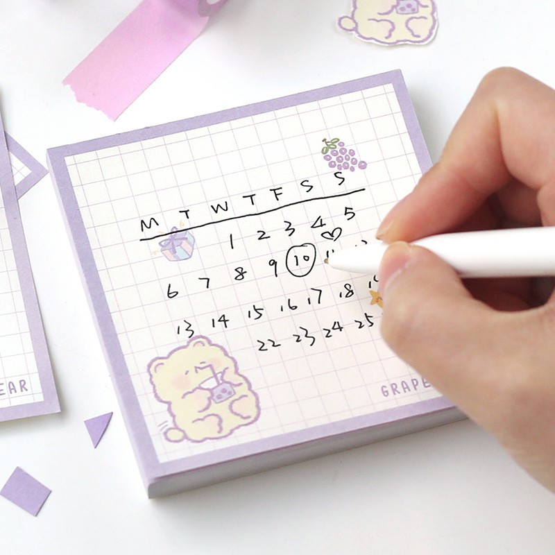 Giấy note cute 100 tờ giấy nhớ ghi chú dễ thương trang trí sổ planner làm bullet journal dụng cụ dán FRUIT ANIMAL
