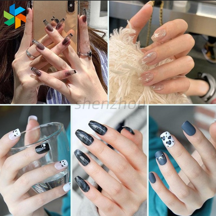 [Hàng mới về] Set 24 móng tay giả họa tiết thời trang tùy chọn kèm keo dán