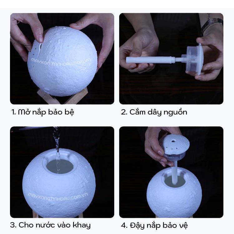 Máy xông tinh dầu hình mặt trăng có đèn led - GD1109