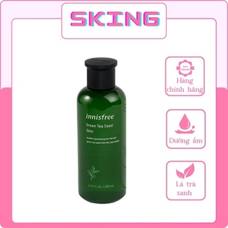 Nước cân bằng da, toner, nước hoa hồng trà xanh dưỡng da kiểm soát độ pH Innisfree Green Tea Seed Skin 200ml- SKING
