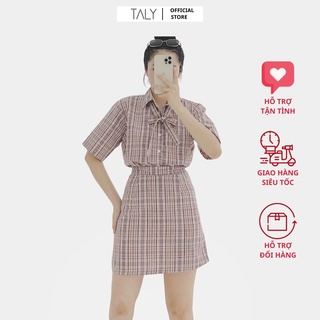 Set áo sơ mi + chân váy caro TALY S943