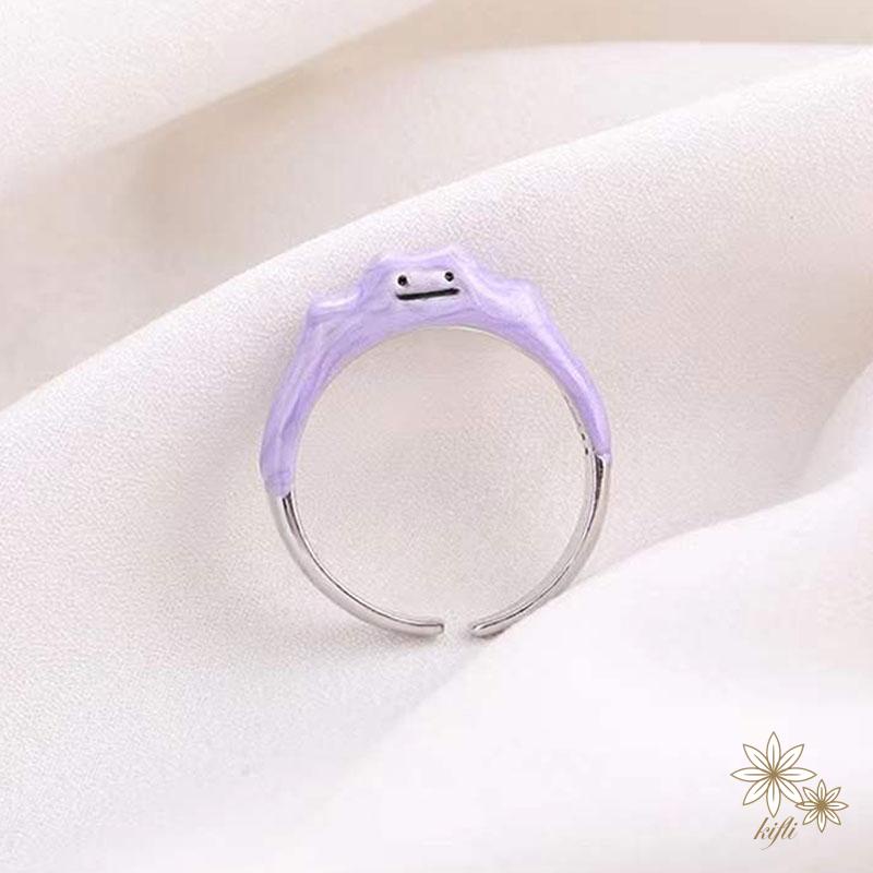 【Kifli】Nhẫn hình quái vật mặt cười màu tím đáng yêu thời trang 2022（quà tặng ngày thiếu nhi）