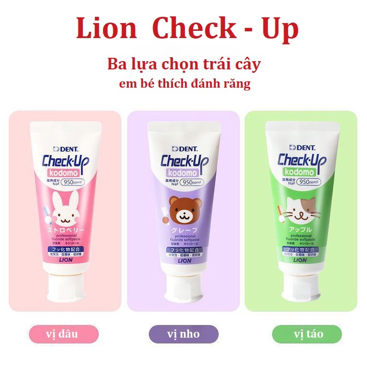 Kem đánh răng trẻ em Nhật Bản Checkup Lion