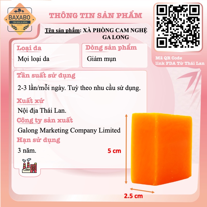 01 LỐC XÀ PHÒNG CAM NGHỆ GIẢM MỤN MỜ THÂM GALONG THÁI LAN  / XÀ PHÒNG NGHÊ CAM THÁI LAN