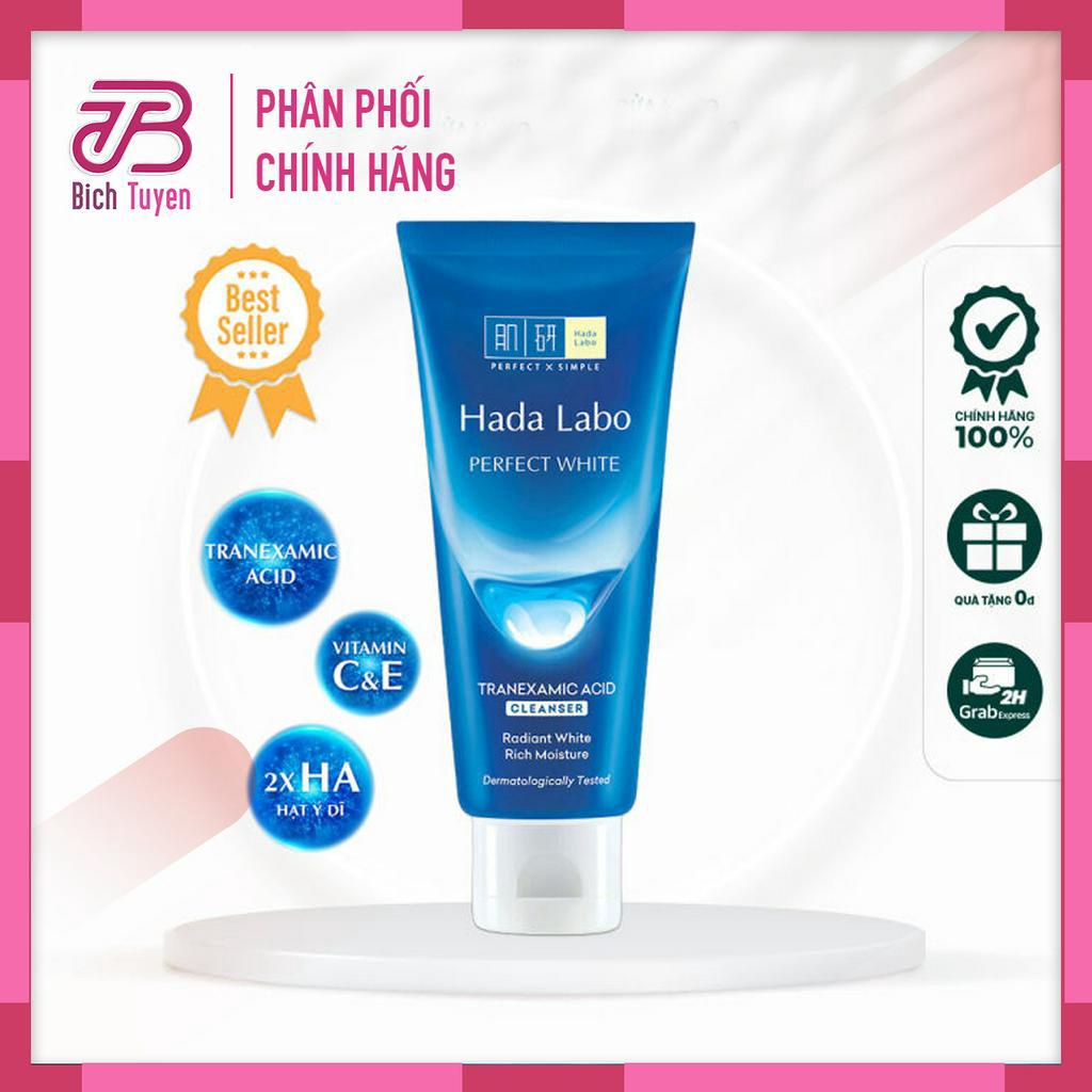 Sữa Rửa Mặt HADA LABO Perfect White Arbutin Cleanser 80g BT Cosmetic_SRM Hadalabo xanh dương