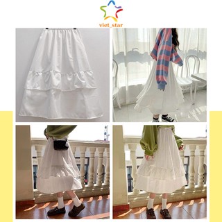 Chân váy dài vintage 2 tầng xếp ly ulzzang - viet_star