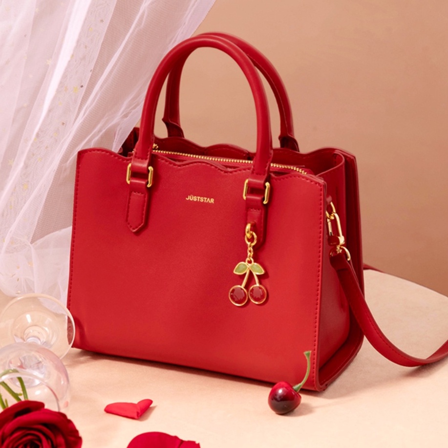Túi xách nữ Just Star đẹp sang trọng thời trang cao cấp đẹp dễ thương màu đỏ charm cherry ViAnh.vn Store 172852